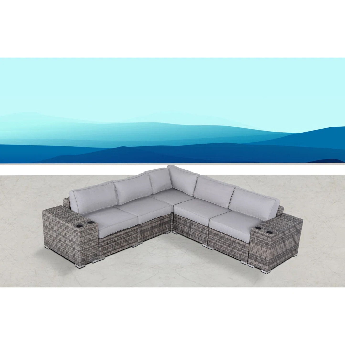 Modern Rattan Wicker Seating Group With Cushions LSI Patio Furniture