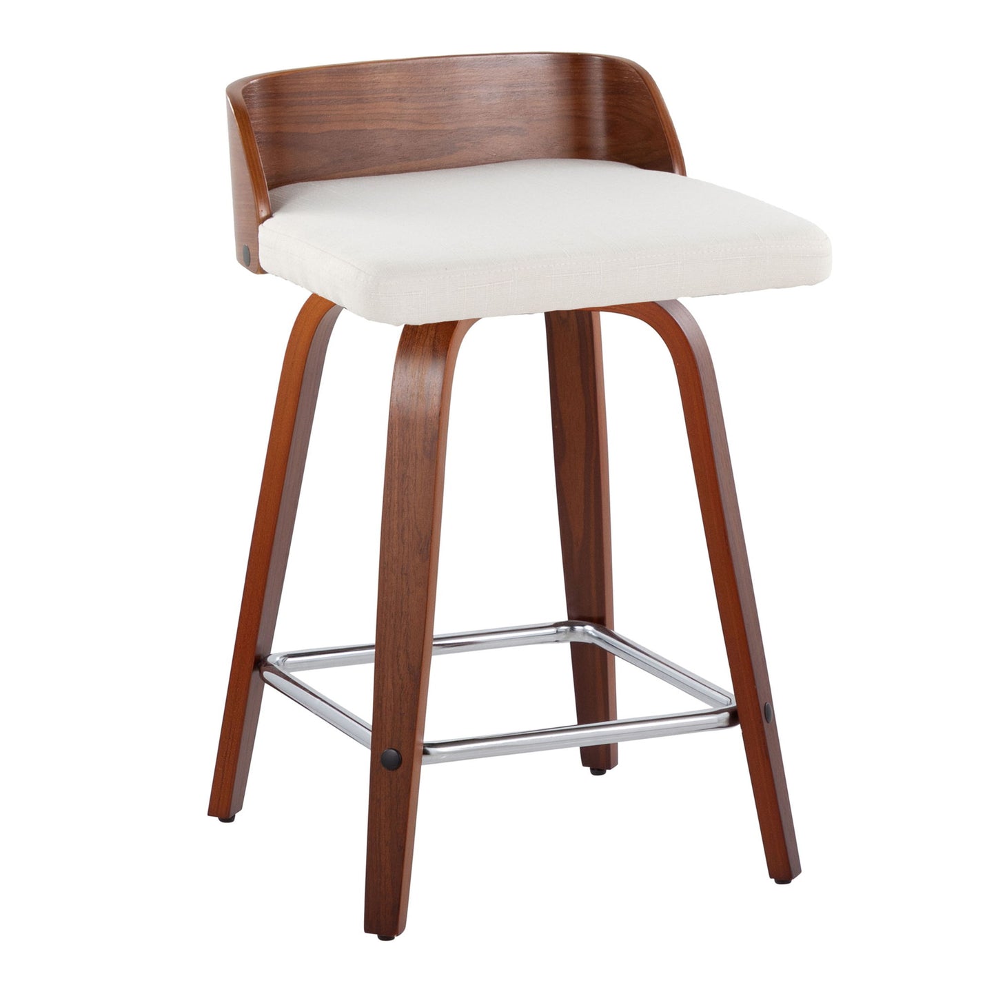 Maya - Mid Century Modern Fixed Height Counter Stool With Swivel With Square Footrest (Set of 2) Lumi Source