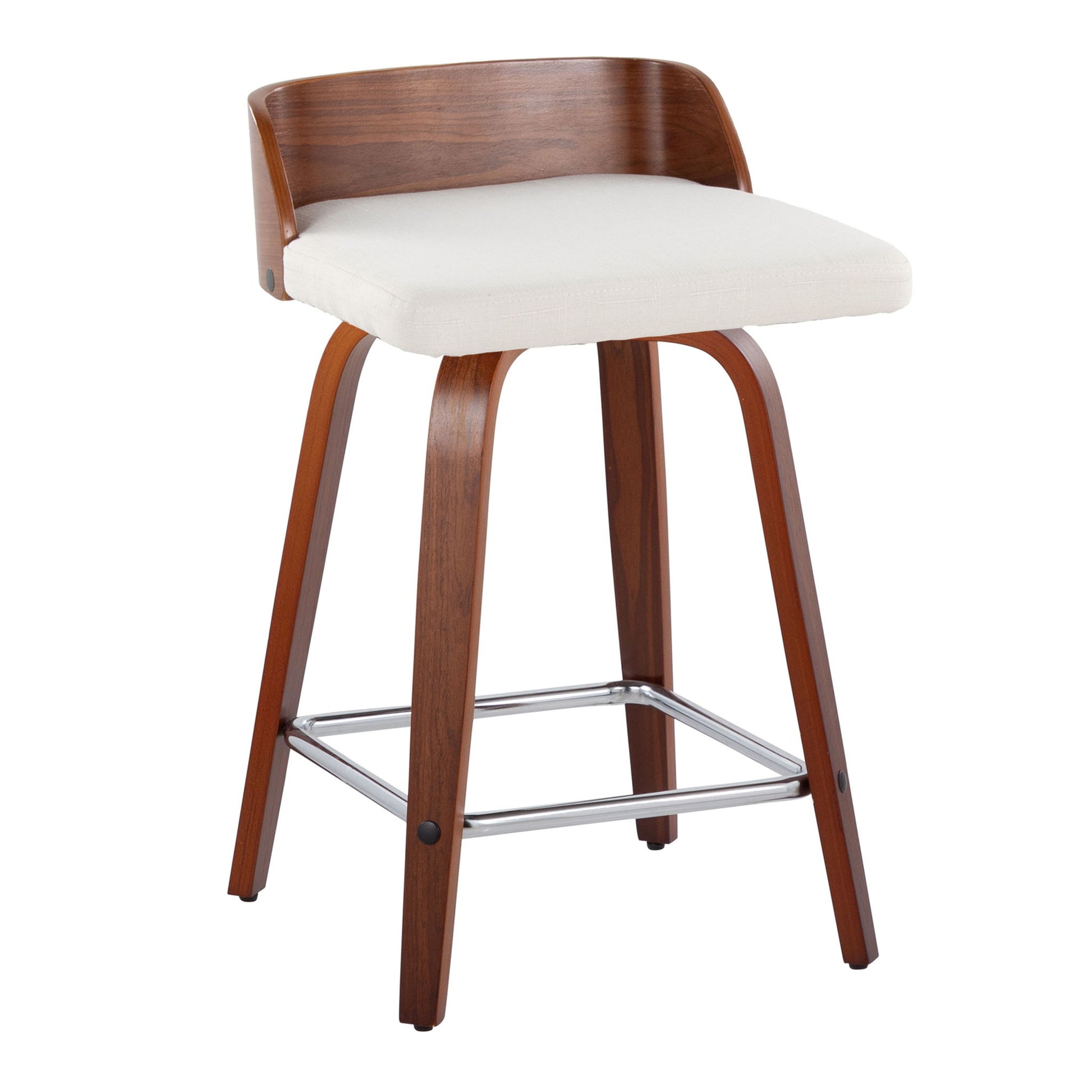 Maya - Mid Century Modern Fixed Height Counter Stool With Swivel With Square Footrest (Set of 2) Lumi Source