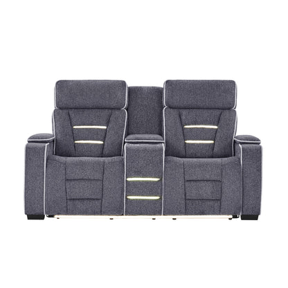 Austin - Console Reclining Loveseat With Storage Arms - Gray Global Furniture USA