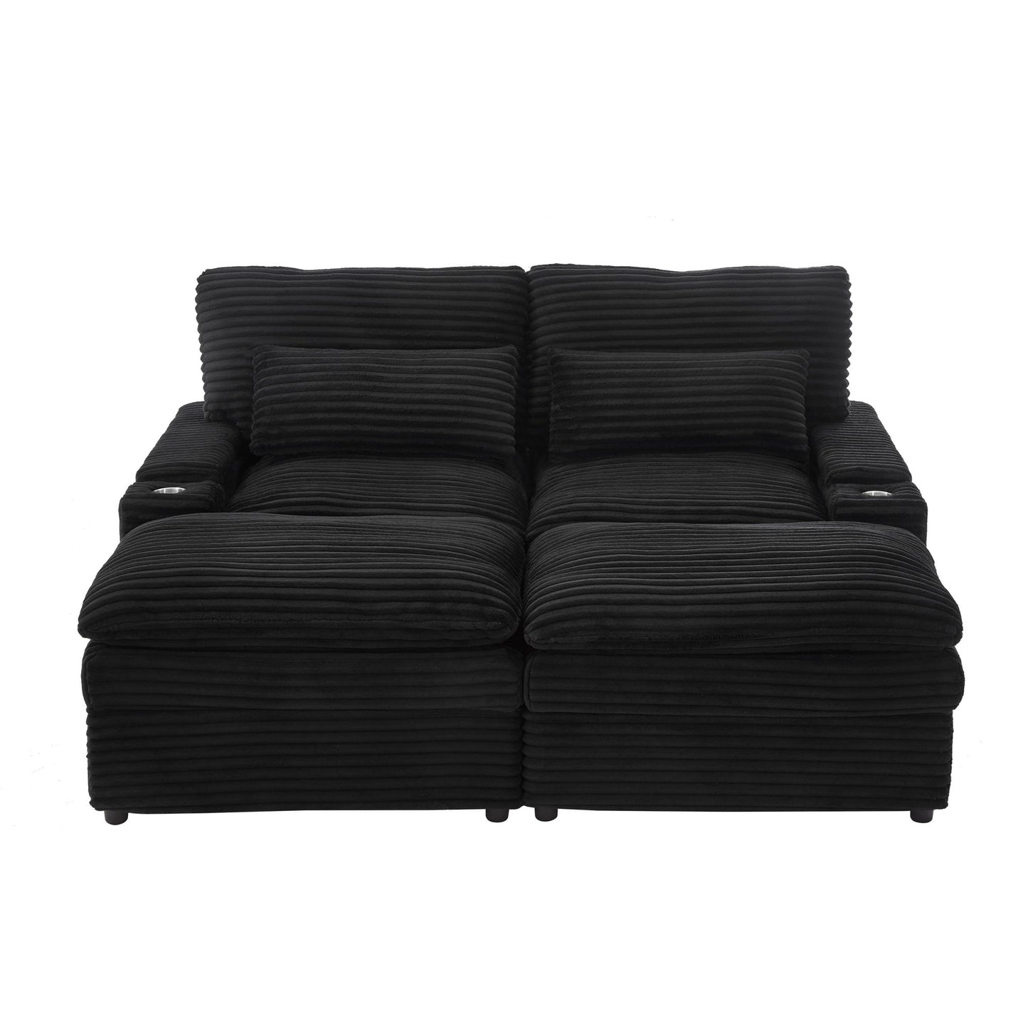 Convertible Loveseat Sofa With Storage, USB Ports, Cup Holders Hearth and Haven