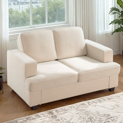 Modern Loveseat, Comfortable 2 Seater Couch With Deep Seating, Loose Back Cushions, Wide Arms US Pride