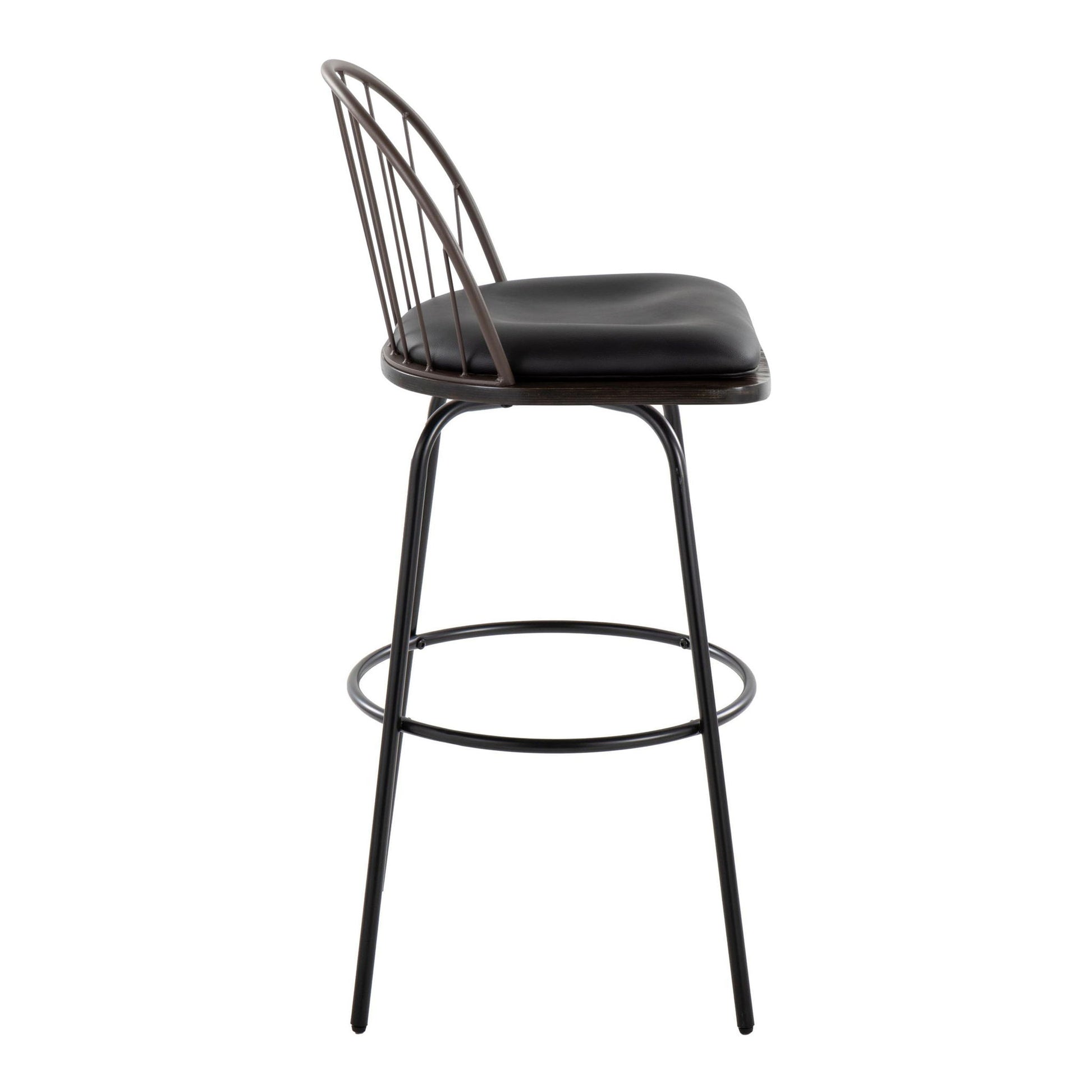 Riley - Claire Farmhouse Fixed Height Barstool With Swivel With Round Footrest (Set of 2) Lumi Source