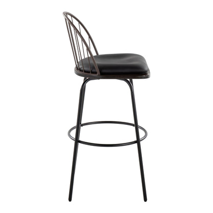 Riley - Claire Farmhouse Fixed Height Barstool With Swivel With Round Footrest (Set of 2) Lumi Source