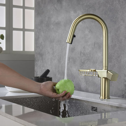 Cincosky - High Arc Pull Down Kitchen Faucet, Single Hole Daily Nest