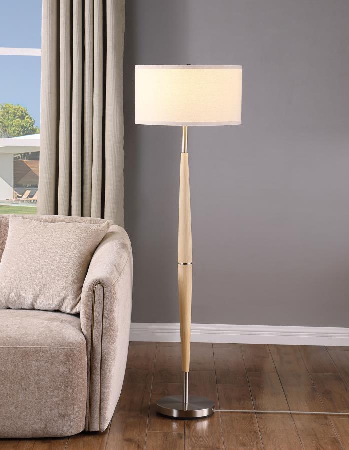 Flanary - Drum Shade Tapered Floor Lamp - Natural