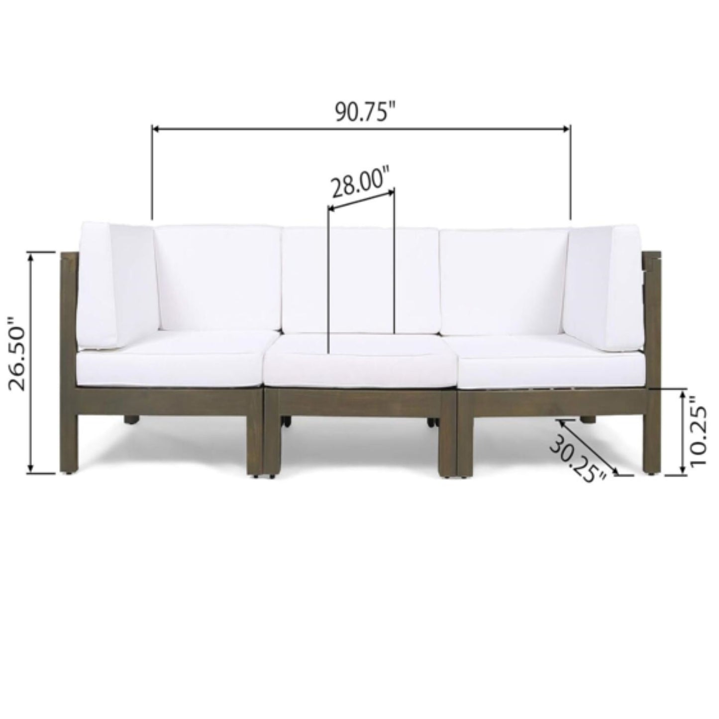 Oana - 3 Piece Sofa Set With Water Resistant Cushions Noble House