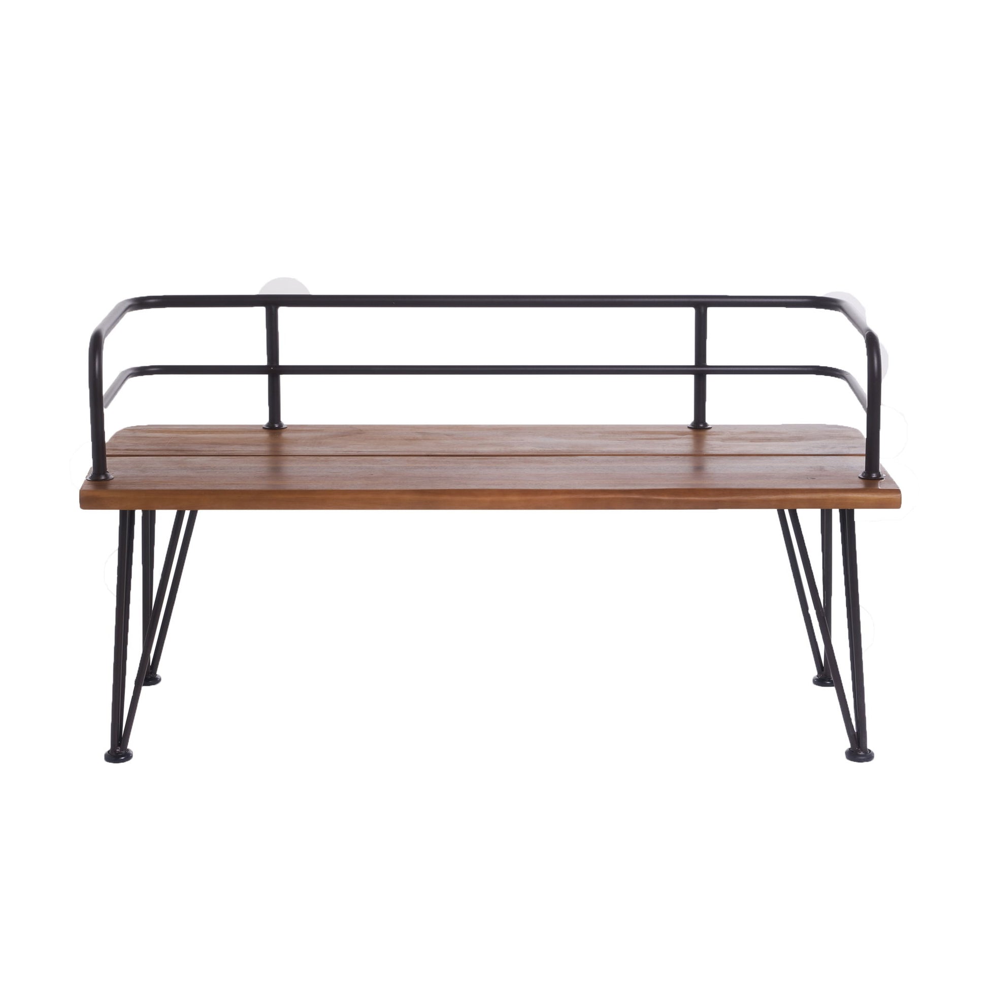 Outdoor Bench With Powder Coated Iron Frame - Teak Noble House