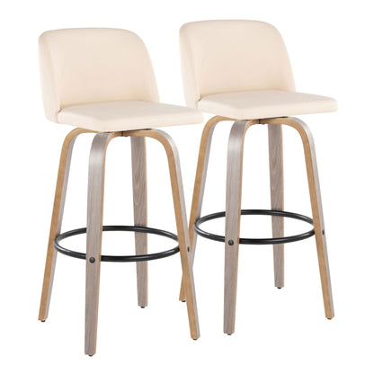 Toriano - Fixed Height Contemporary Barstool With Swivel With Round Footrest (Set of 2) Lumi Source