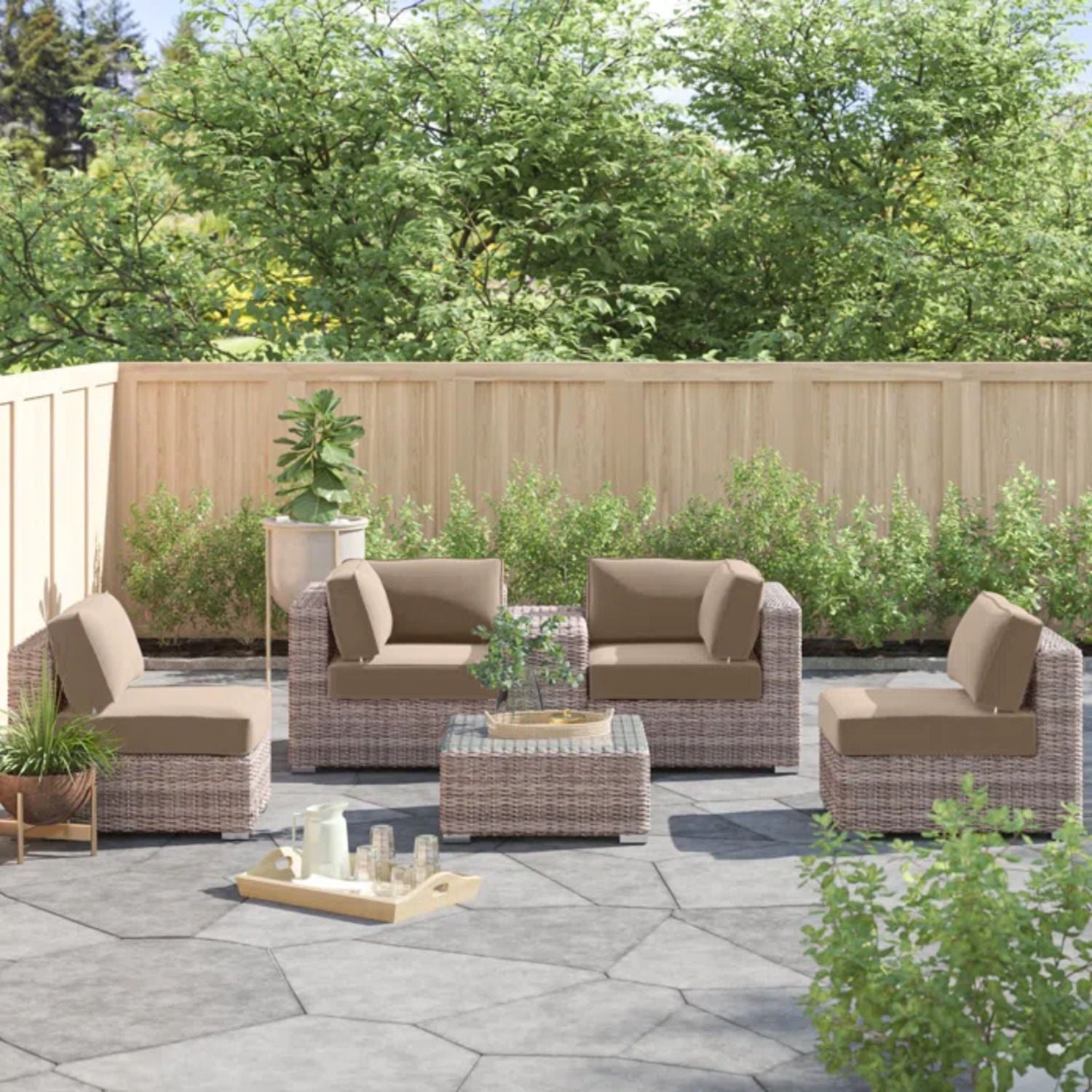 Outdoor Wicker Seating Group With Cushions LSI Patio Furniture
