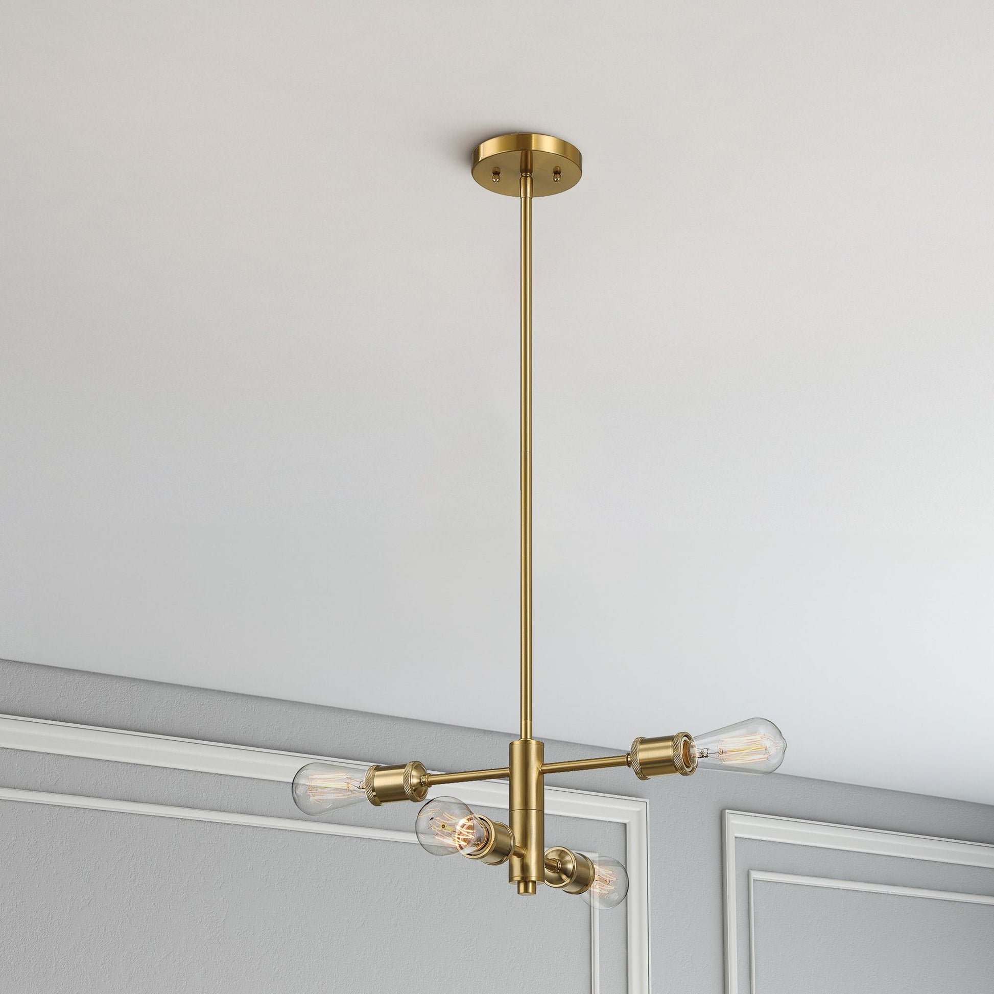 Trellis - 4 Lights Modern Gold Chandelier Vintage Pendant Fixture For Living Room - Clear / Gold Ashcroft Furniture