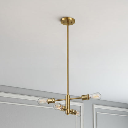 Trellis - 4 Lights Modern Gold Chandelier Vintage Pendant Fixture For Living Room - Clear / Gold Ashcroft Furniture