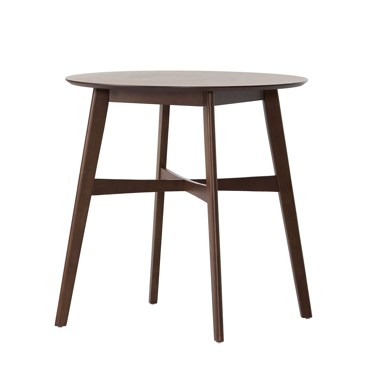 Round Counter Height Dining Table With Thick Rubberwood Legs And Support Beams - Walnut Noble House
