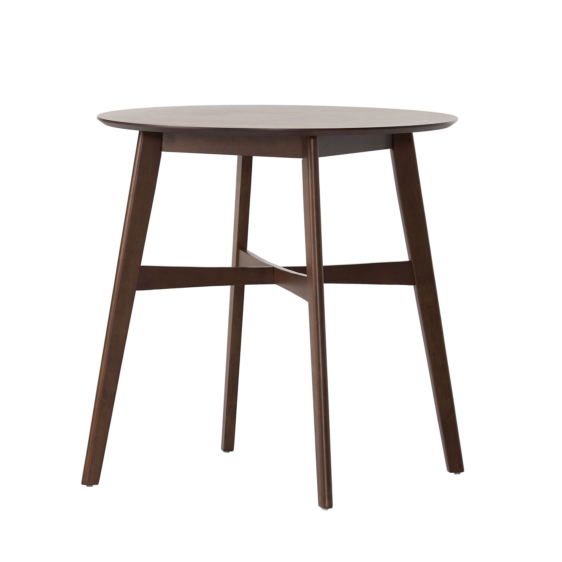 Round Counter Height Dining Table With Thick Rubberwood Legs And Support Beams - Walnut Noble House