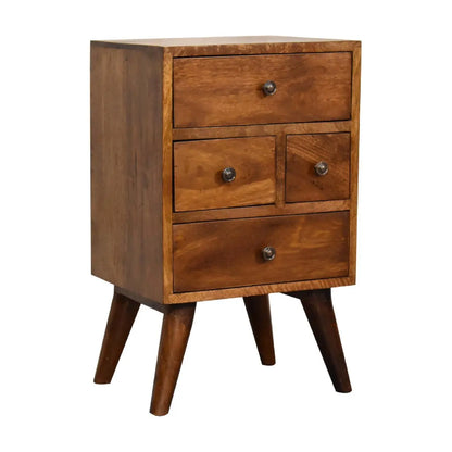 4 Drawer Multi Bedside Table - Chestnut Artisan Furniture