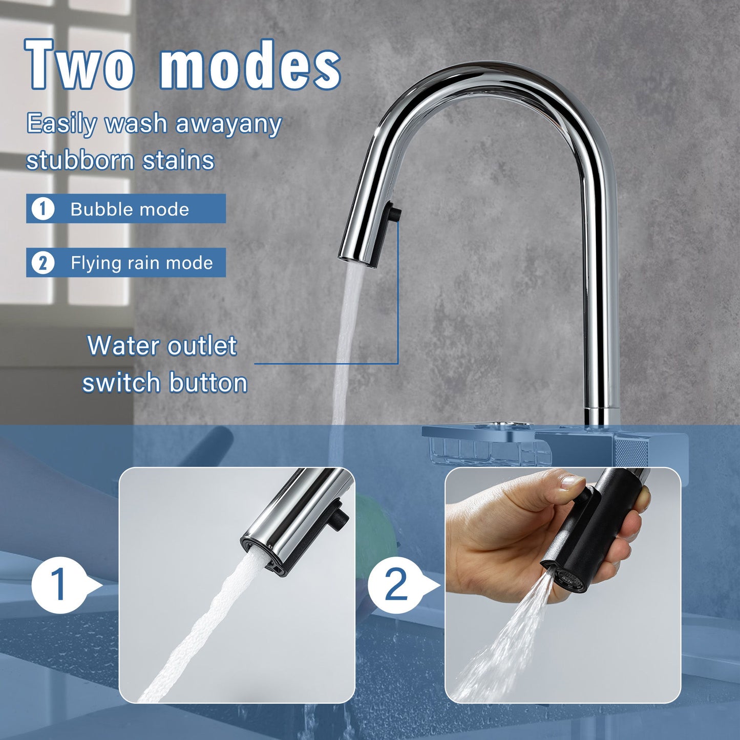 Cincosky - High Arc Pull Down Kitchen Faucet, Single Hole Daily Nest