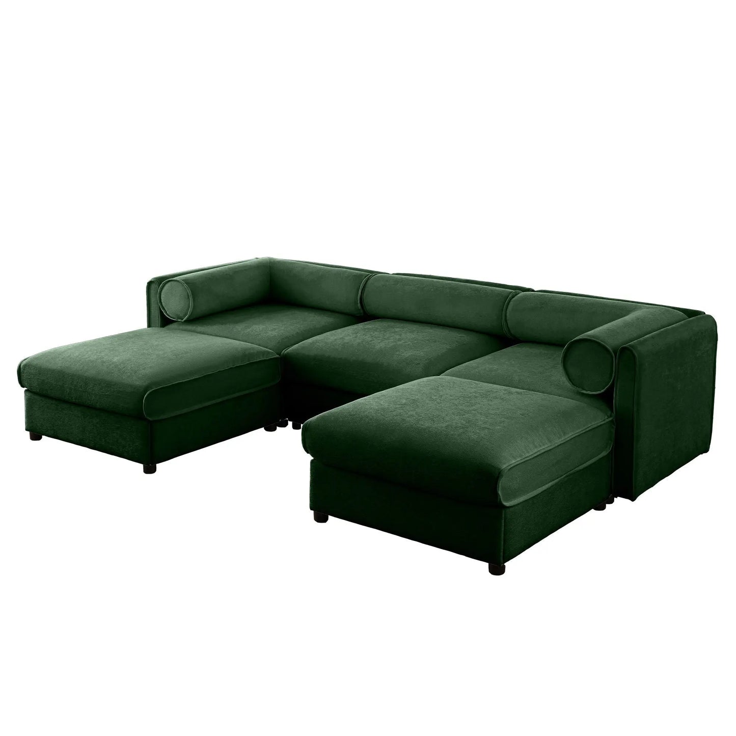 Contemporary Elegant White Chenille Sofa With Storage And Ottoman Home Essentials