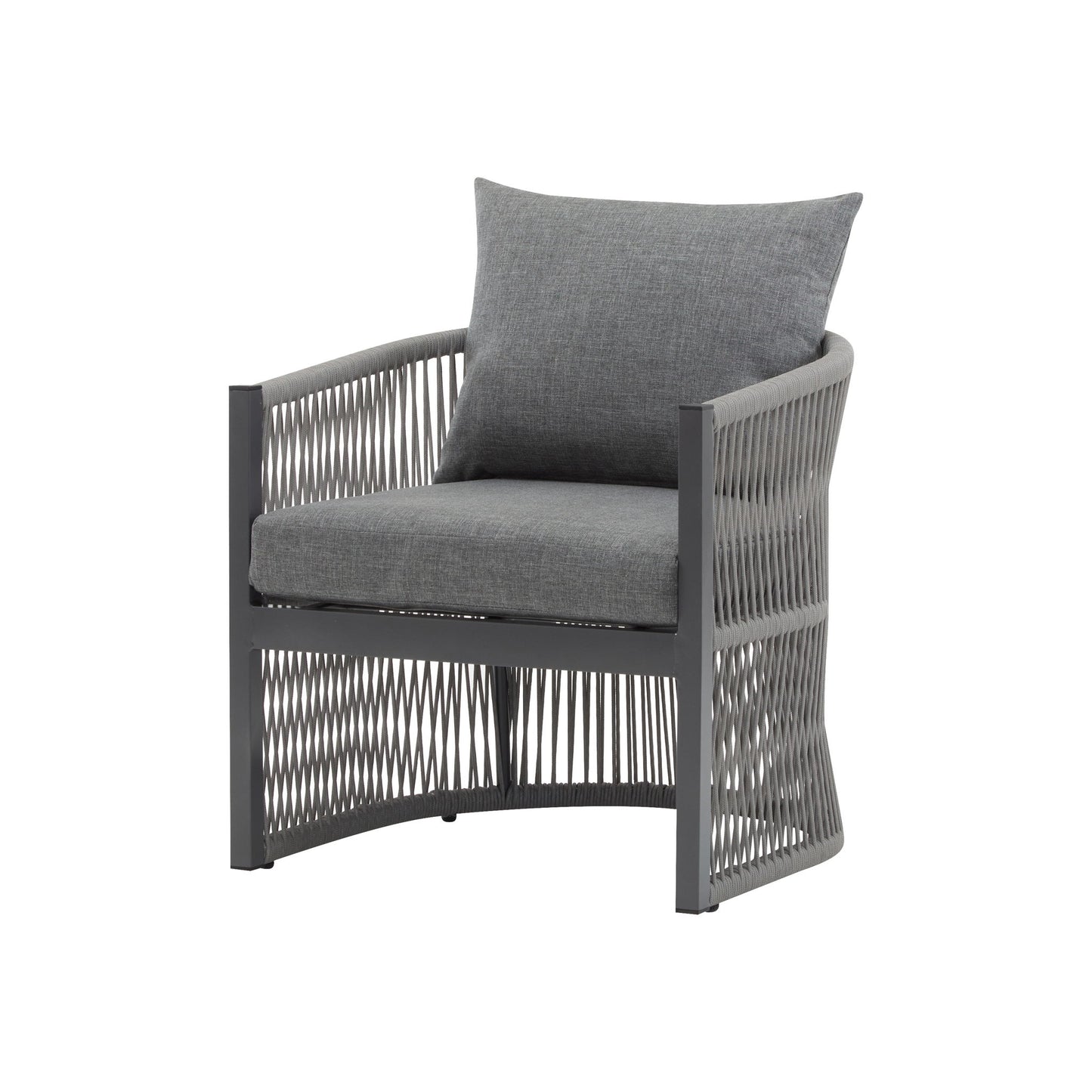 Modern Curved Aluminum Lounge Chair With Stylish Rope Weave Design And Cushioned Comfort For Outdoor Noble House