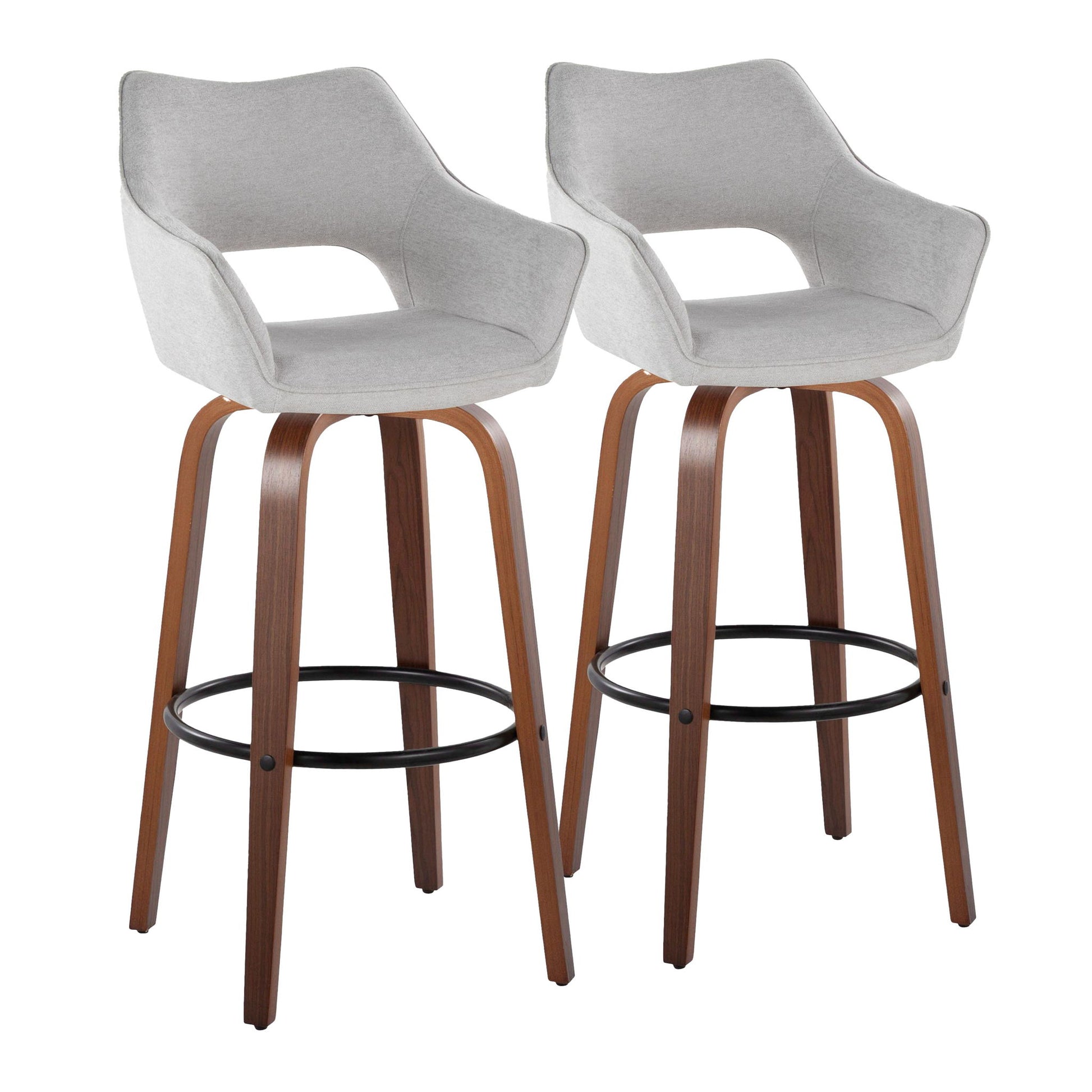 Mustang - Contemporary Fixed Height Barstool With Swivel & Round Footrest (Set of 2) Lumi Source