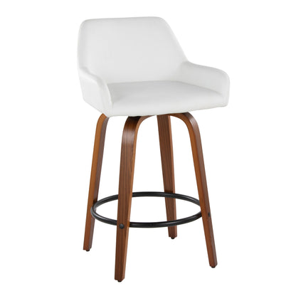 Daniella - Contemporary Fixed Height Counter Stool With Swivel With Round Footrest (Set of 2) Lumi Source