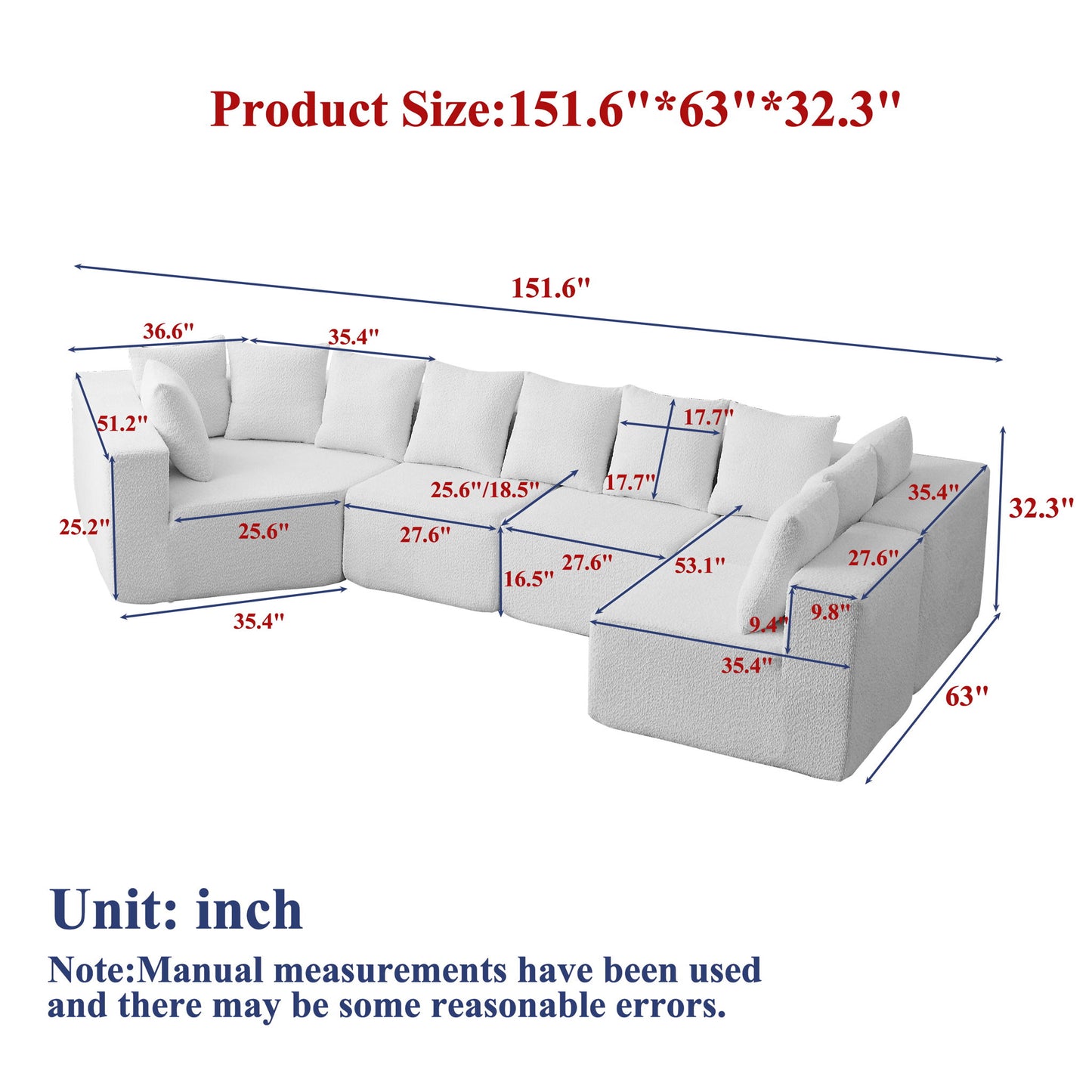 L - Shaped Modular Sofa With Deep Seat And 11 Pillows Home Essentials
