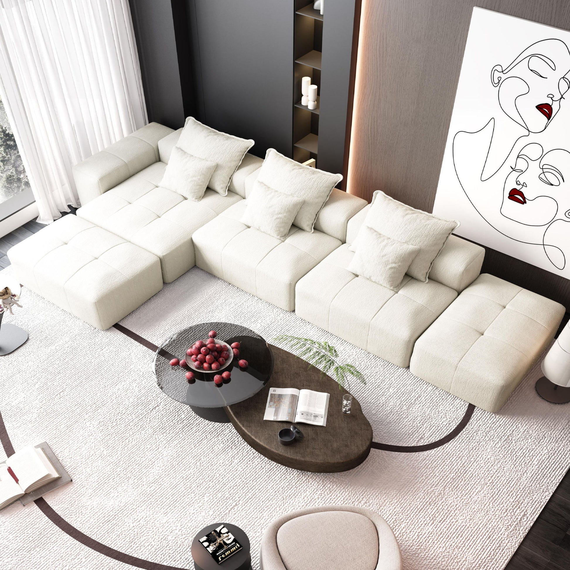 Modern Oversized Diy Combination Modular Sectional Sofa With Pillows Home Essentials