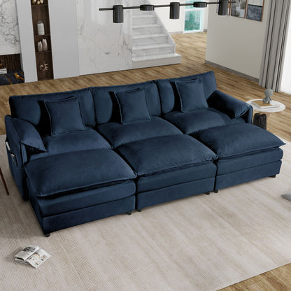 Modern Comfy Deep Seat Modular Sectional Sofa Cloud Couch With Ottoman Home Essentials