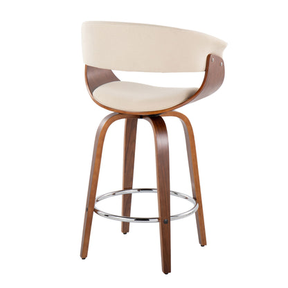 Vintage Mod - Mid Century Modern Fixed Height Counter Stool With Swivel With Round Footrest (Set of 2) Lumi Source