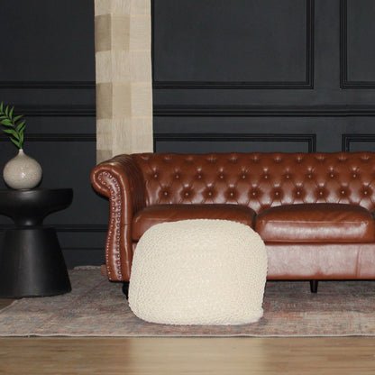 Semi Rounded Pouf, Cable Knitted, Perfect Seating Home Essentials
