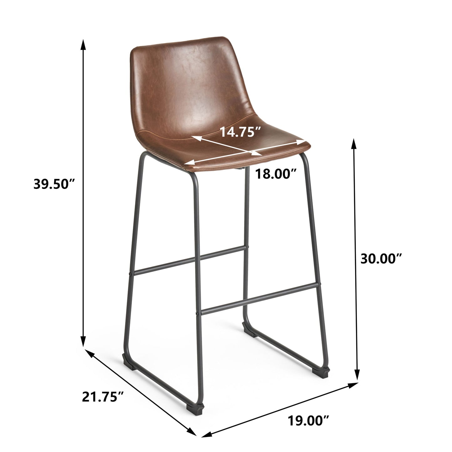 Barstool With Upholstery And Foot Rail - Vintage Brown Noble House