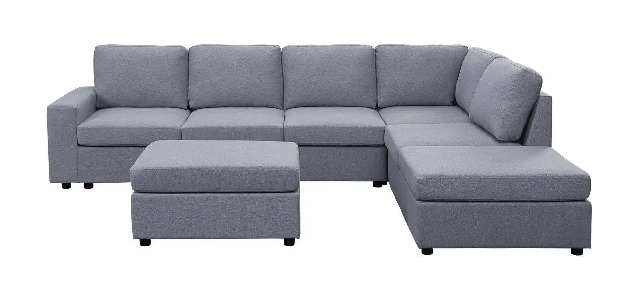 Cassia - 7 Seat Reversible Modular Sectional Sofa With Ottoman Lilola Home