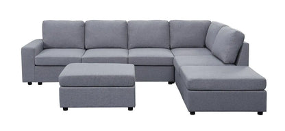 Cassia - 7 Seat Reversible Modular Sectional Sofa With Ottoman Lilola Home