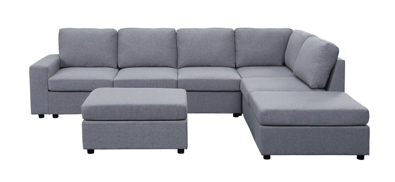Marley - 7 Seat Reversible Modular Sectional Sofa With Ottoman Lilola Home