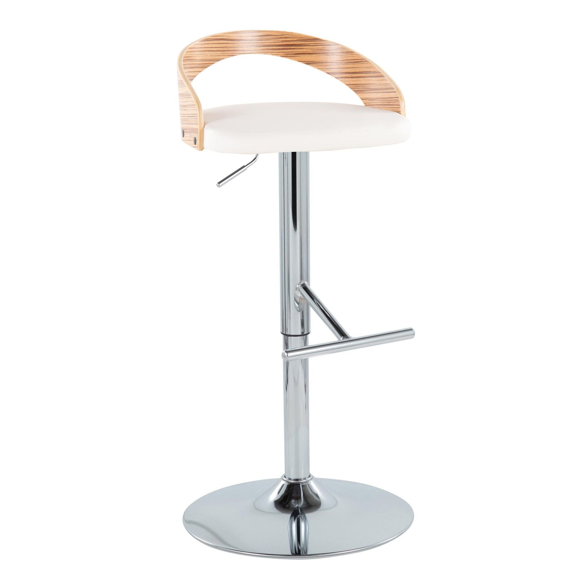 Grotto - Contemporary Adjustable Height Barstool With Swivel With Straight T Footrest (Set of 2) Lumi Source
