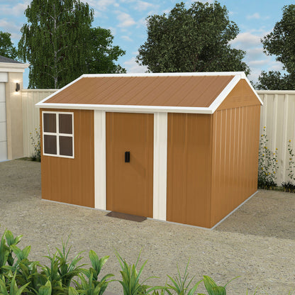 Heavy Duty Metal Storage Shed With Windows And Lockable Door, Weatherproof Outdoor Garden Shed Daily Nest