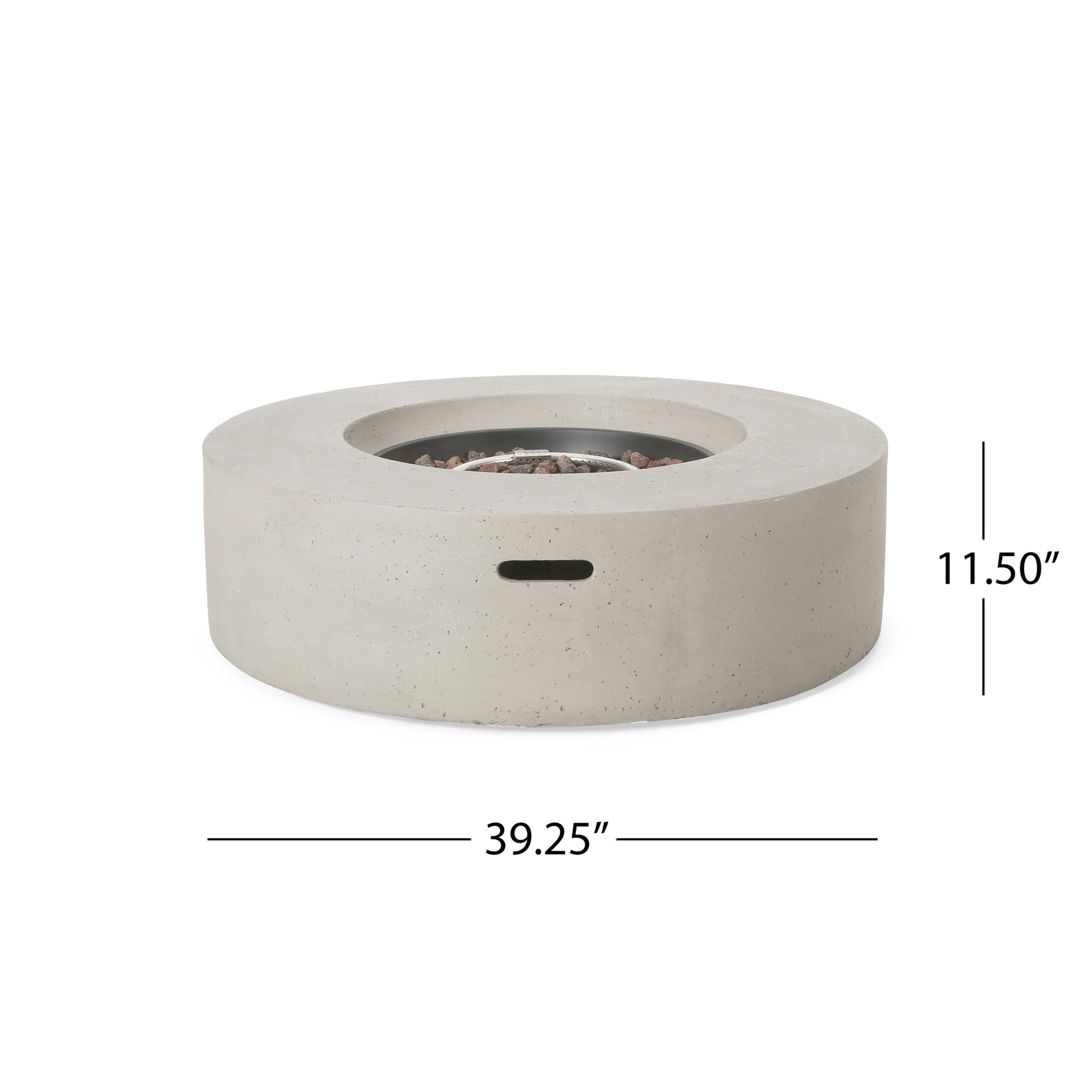 Modern Lightweight Concrete Outdoor Circular Fire Pit 50,000 Btu Noble House