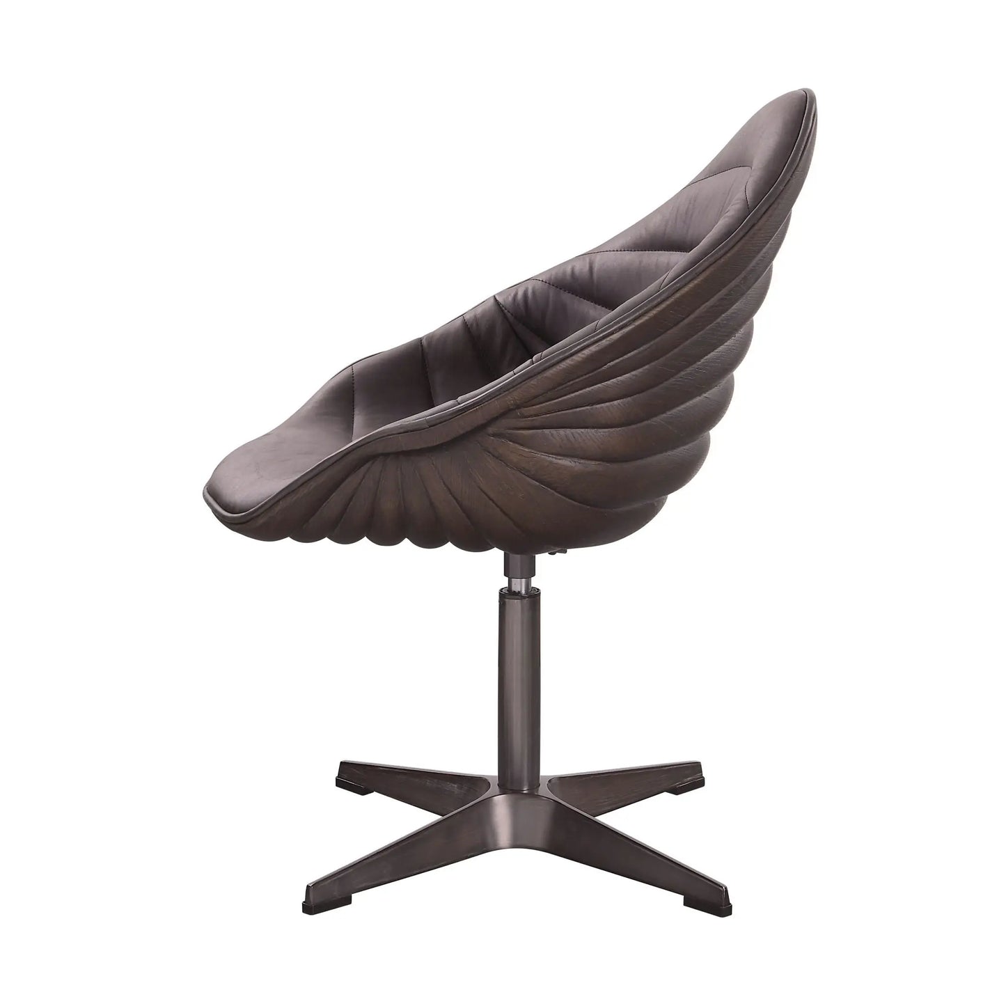 Pipino - Top Grain Leather Accent Chair With Swivel - Antique Ebony Acme