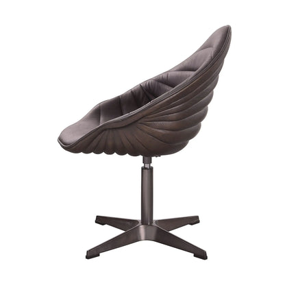 Pipino - Top Grain Leather Accent Chair With Swivel - Antique Ebony Acme