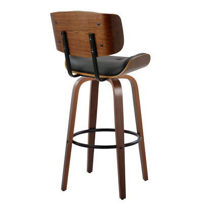 Lombardi - Mid-Century Modern Fixed Height Barstool With Swivel With Round Footrest (Set of 2) Lumi Source