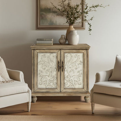 Driscoll - 2 Door Cabinet With Floral Design - Reclaimed Natural JLA