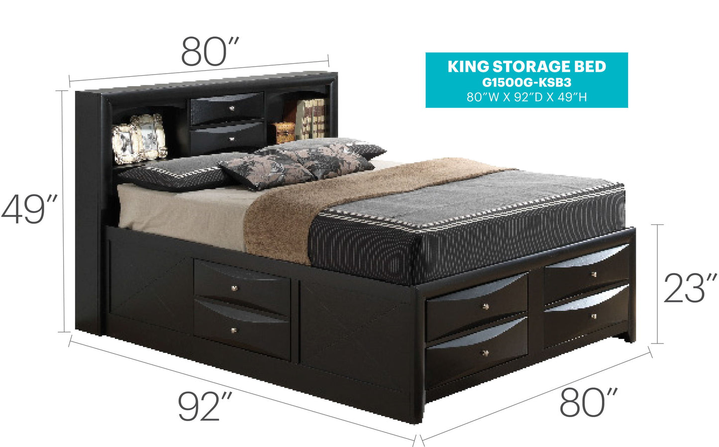 Modern Design Storage Bed With Bookcase Headboard Glory Furniture