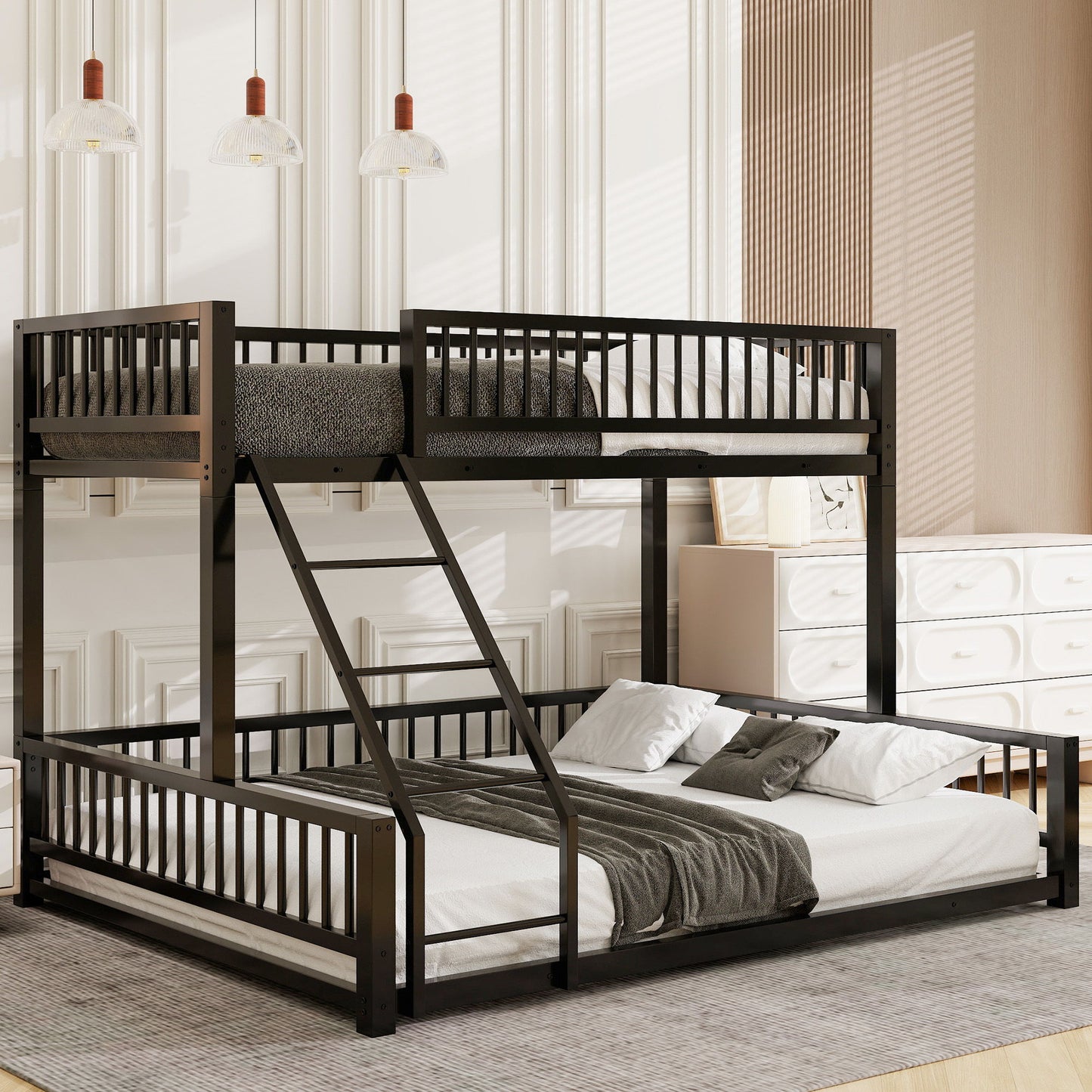 Bunk Bed Frame With Ladder And Safety Guardrails Dreamland