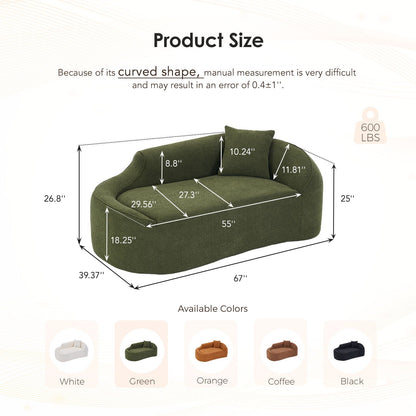 Compression Curved Chaise Longue Chair Indoor Loveseat Sofa Bed With Deep Seat And Pillow - Green Home Essentials
