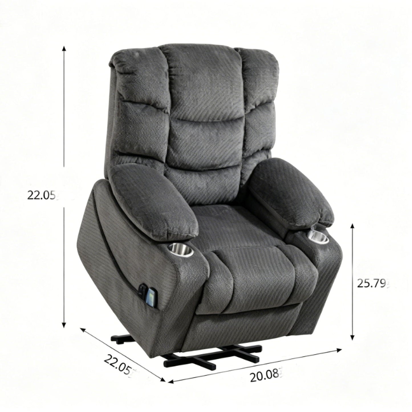 Ultra Wide Electric Lounge Chair With Hot Massage Heating And Auxiliary Standing Function, For Living Room - Gray Home Essentials