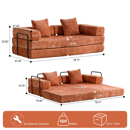 Convertible Floor Sofa Bed With Pillow Back Support Armrest Home Essentials