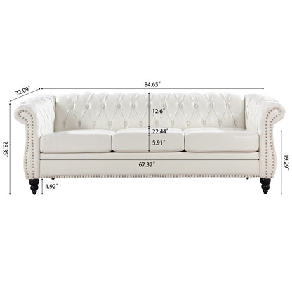 Rolled Arm Chesterfield 3 Seater Sofa Home Essentials