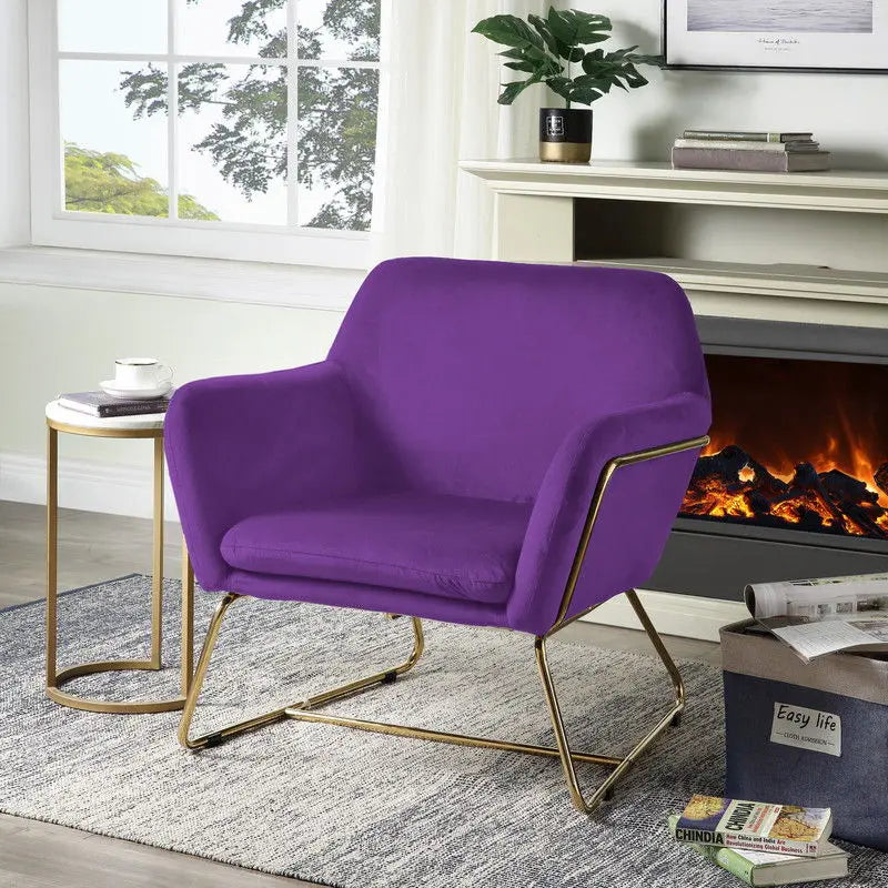 Keira - Velvet Accent Chair With Metal Base Lilola Home