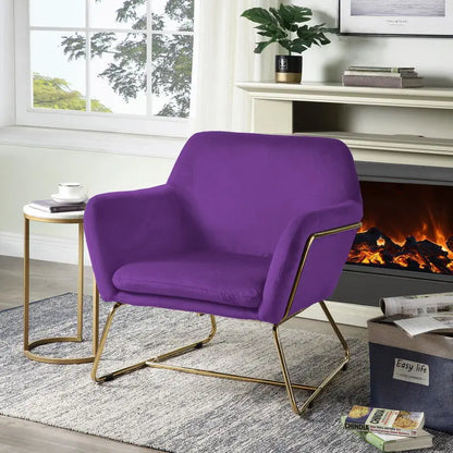 Keira - Velvet Accent Chair With Metal Base Lilola Home