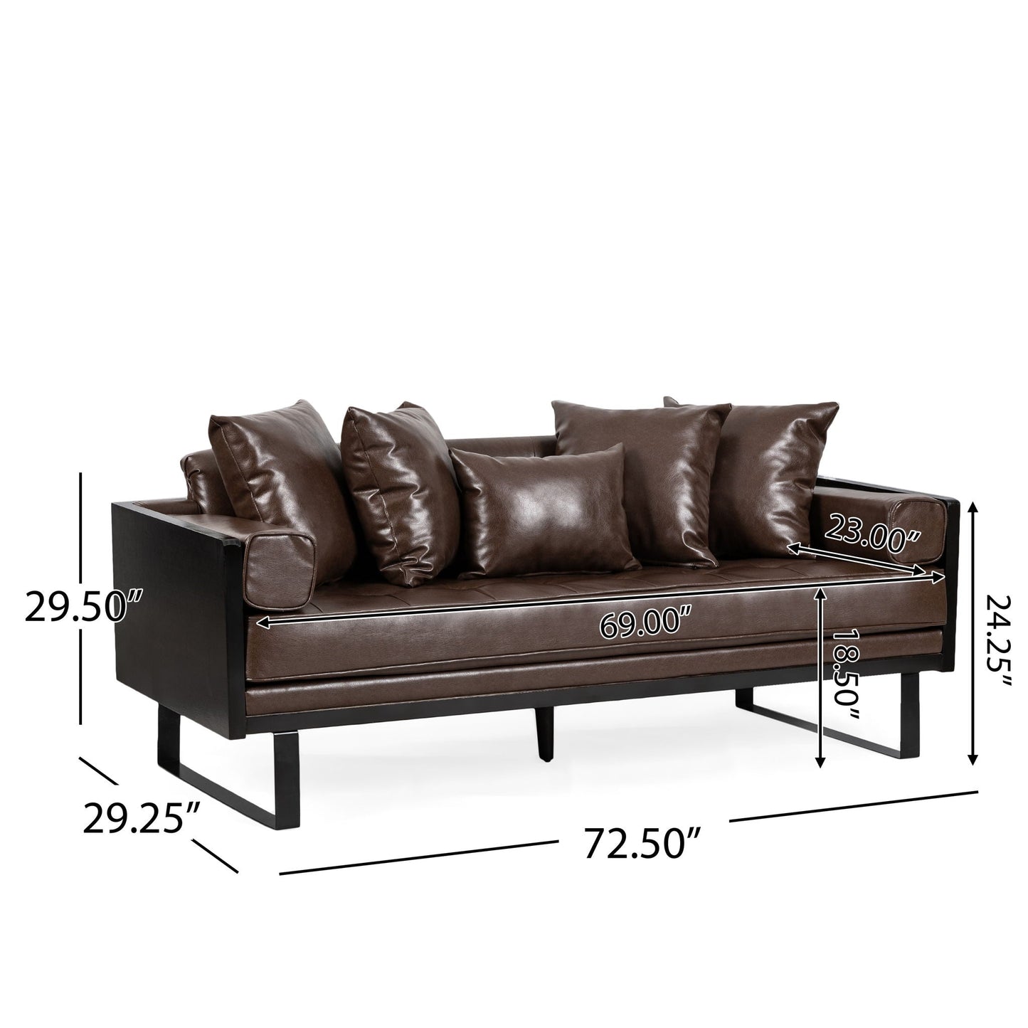 Contemporary Oversized Loveseat With Accent Pillow Noble House