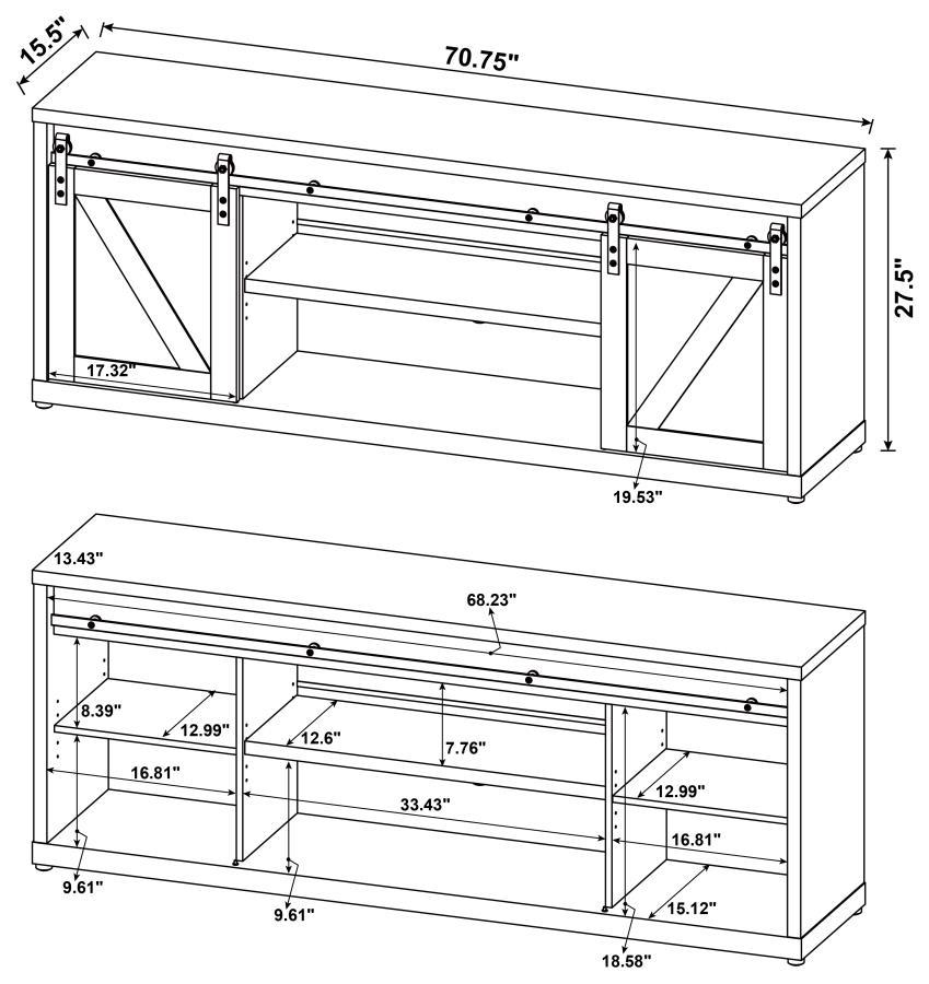Brockton - 3-shelf Sliding Doors TV Console CoasterEssence